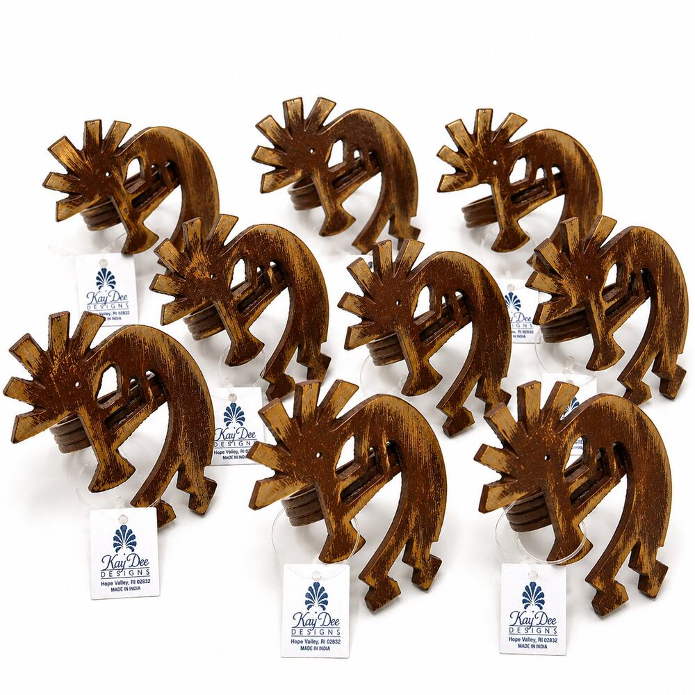 Set of 8 Kokopelli Napkin Rings Kay Dee Designs Bronze Tone Southwest Decor